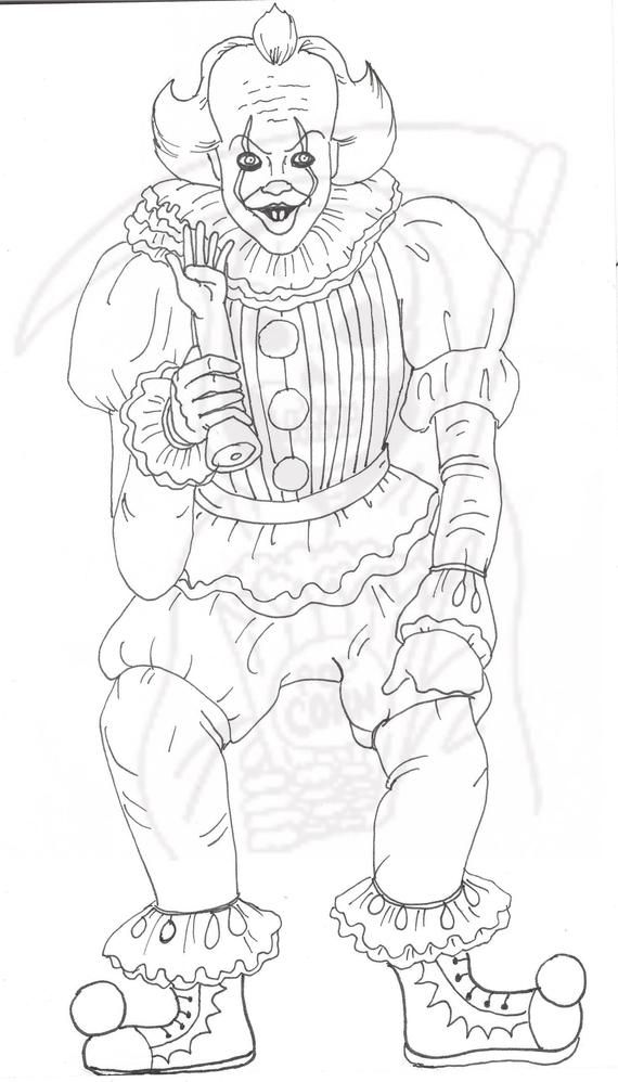 Pennywise coloring page it creepy clown