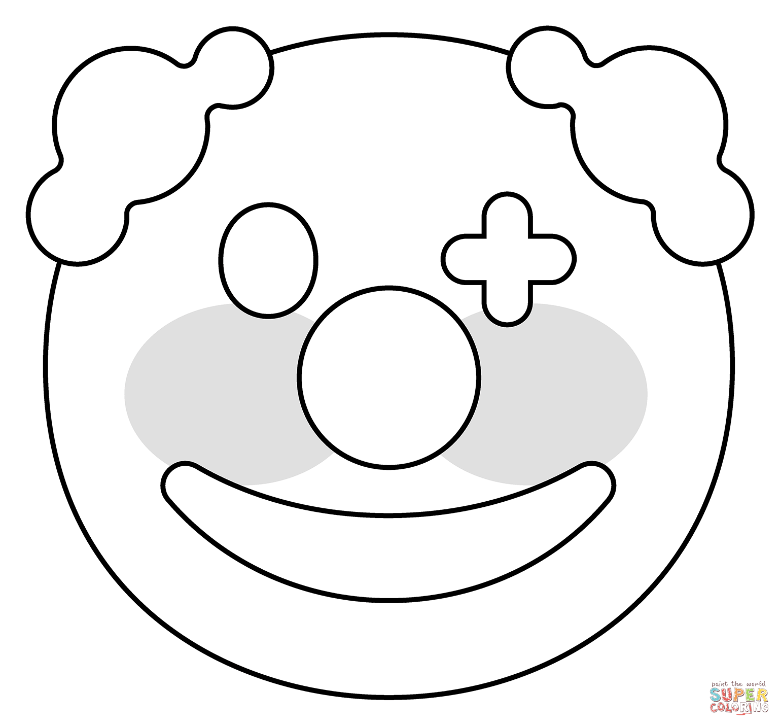 Clown face emoji coloring page free printable coloring pages