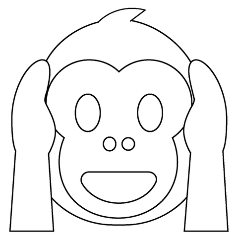 Hear no evil monkey emoji coloring page free printable coloring pages