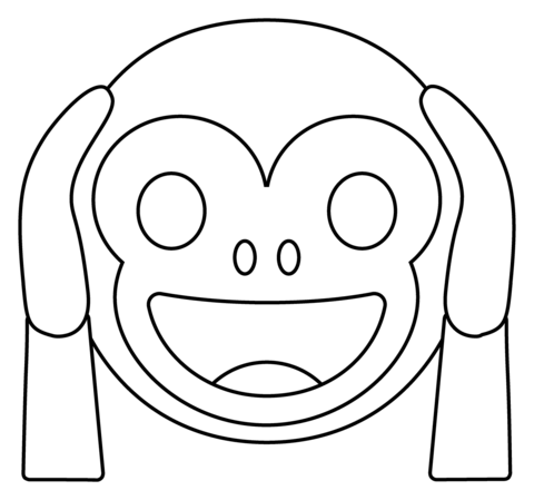 Hear no evil monkey emoji coloring page free printable coloring pages