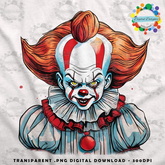 Horror pennywise clown face printable digital download halloween ghost clown pennywise with orange hair download png