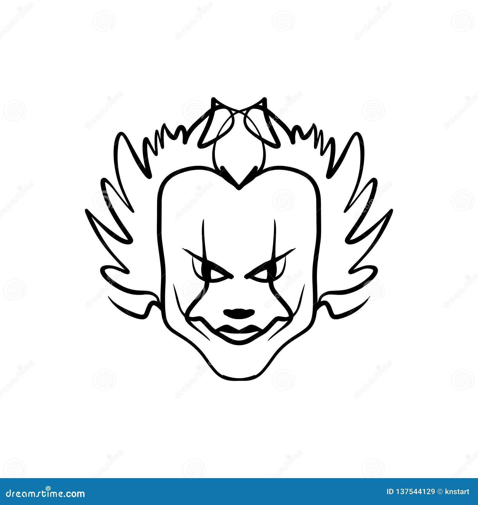 Evil clown art halloween mask illustration editorial stock image