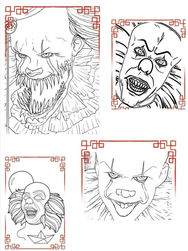 Pennywise coloring pages stephen kind it coloring pages coloring book instant download