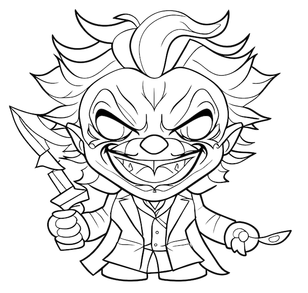 Premium vector vampire with knife coloring page vector