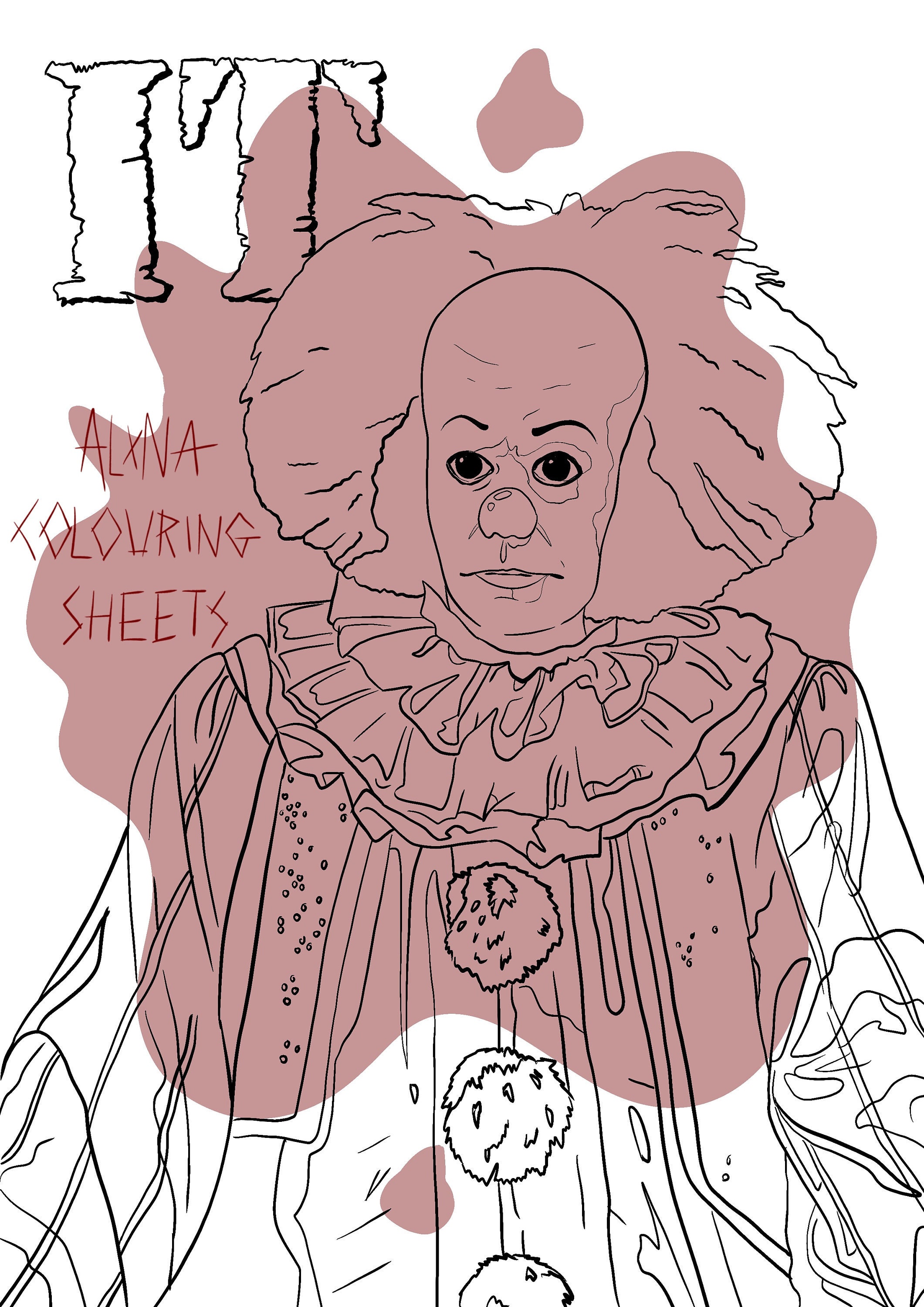 Pennywise it colouring sheet downloadable pdf