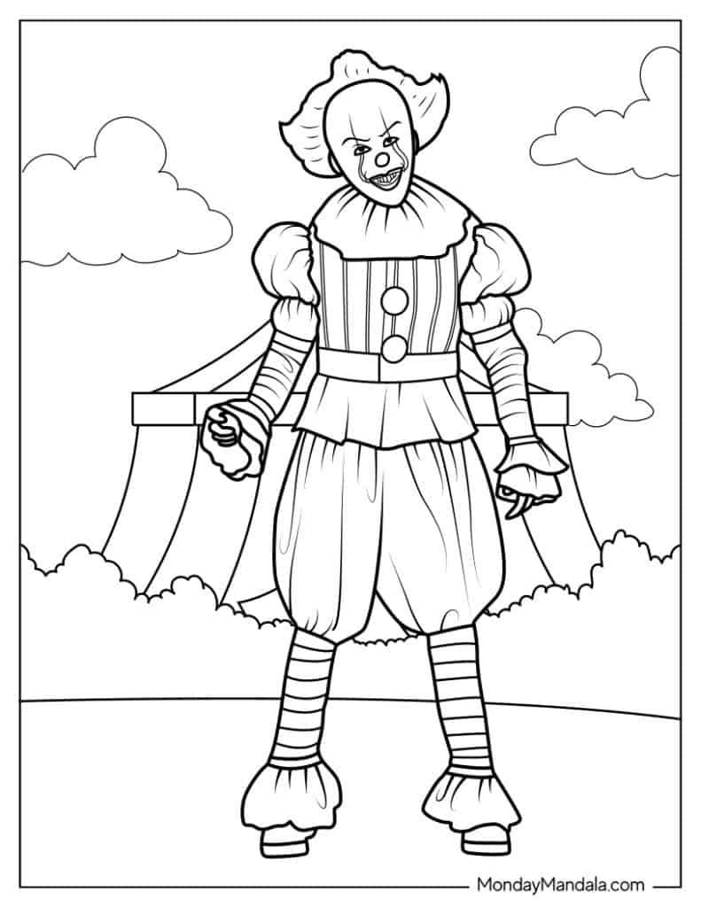 Clown coloring pages free pdf printables