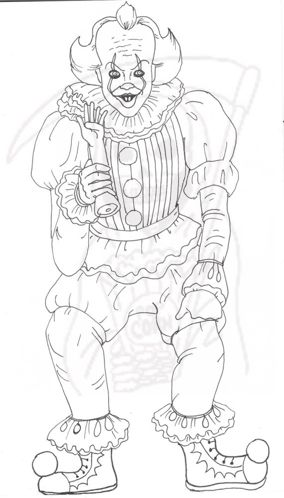 Pennywise coloring page it creepy clown