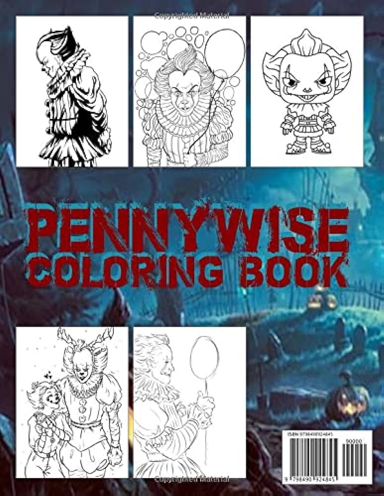 Pennywise coloring book stephen king horror movie with fun easy relaxing coloring pages spooky portraits ew coloring collection for teens adults and fans with ilustration high quality mahase robert