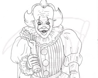 Pennywise coloring page it creepy clown