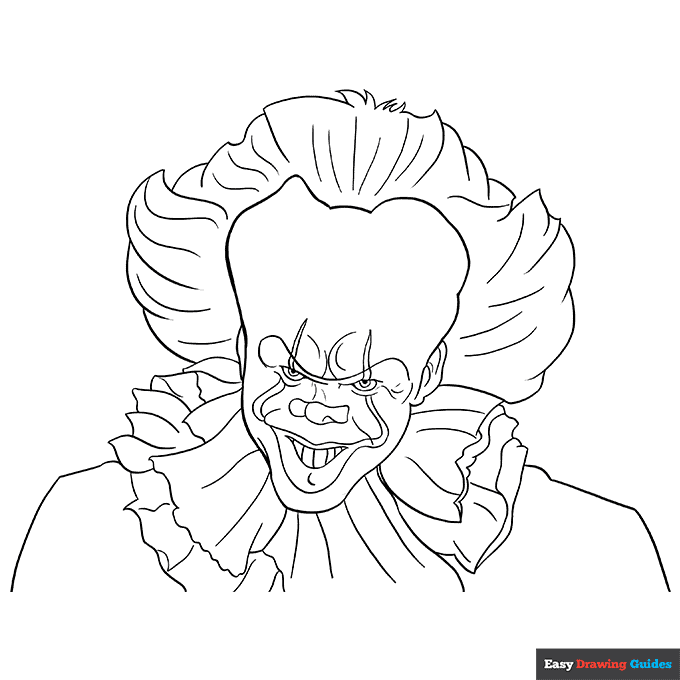 Pennywise coloring page easy drawing guides