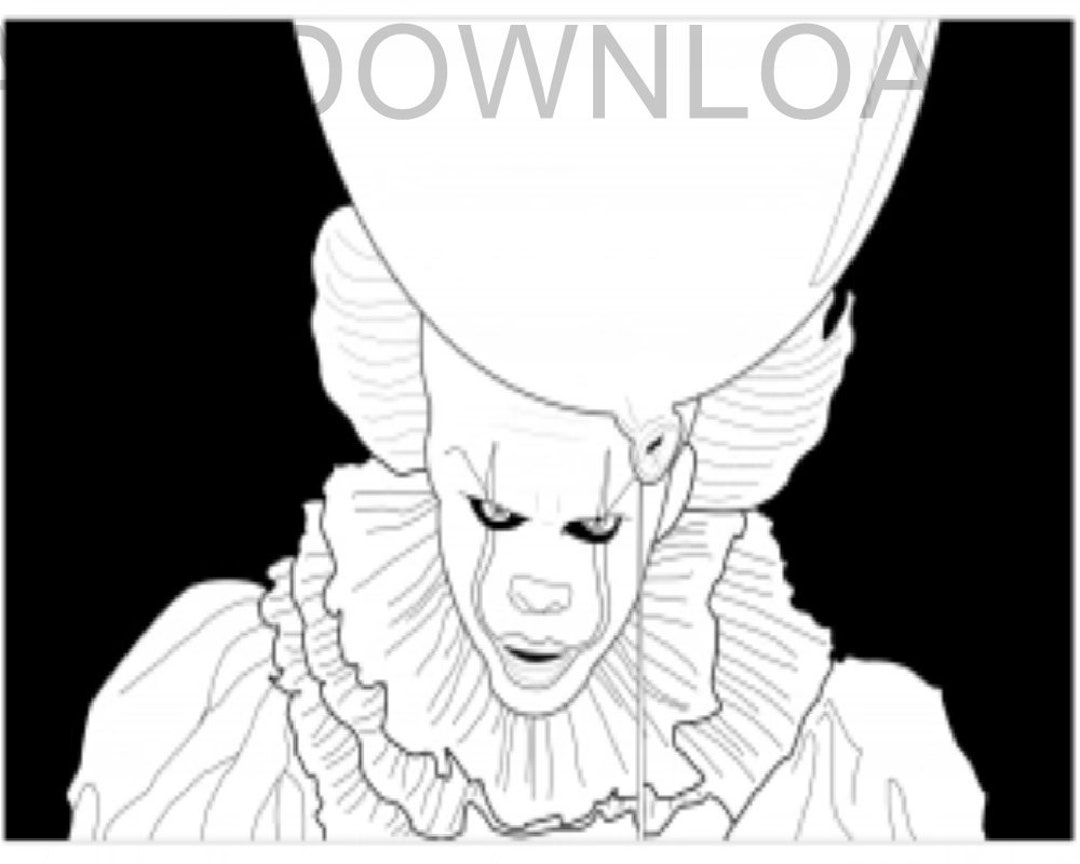 Printable halloween coloring pageinstant downloaddigital fileevil halloween clown x printabler download now