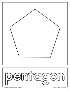 Pentagon shape and word practice page printable skills sheets