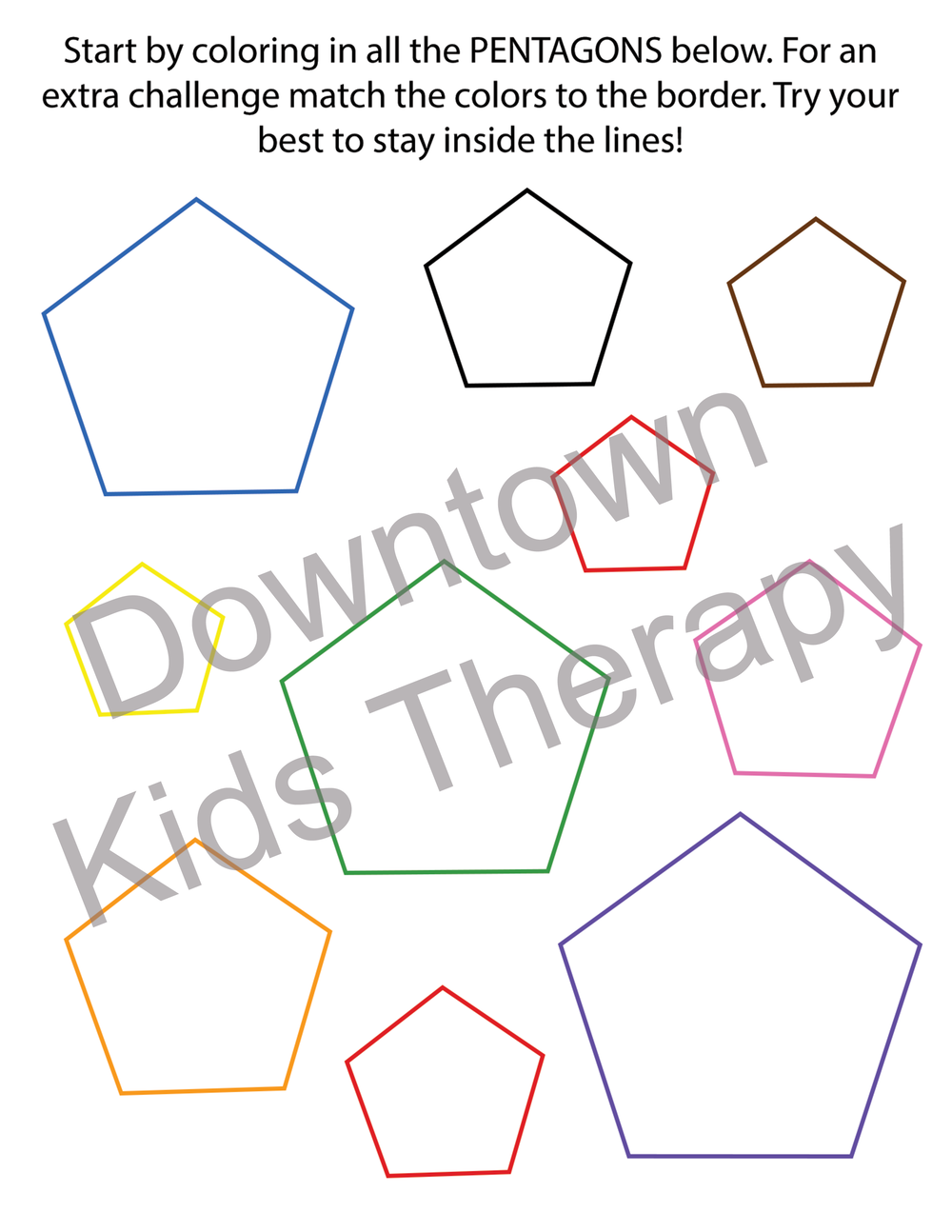 Pentagon shape packet â downtown kids therapy