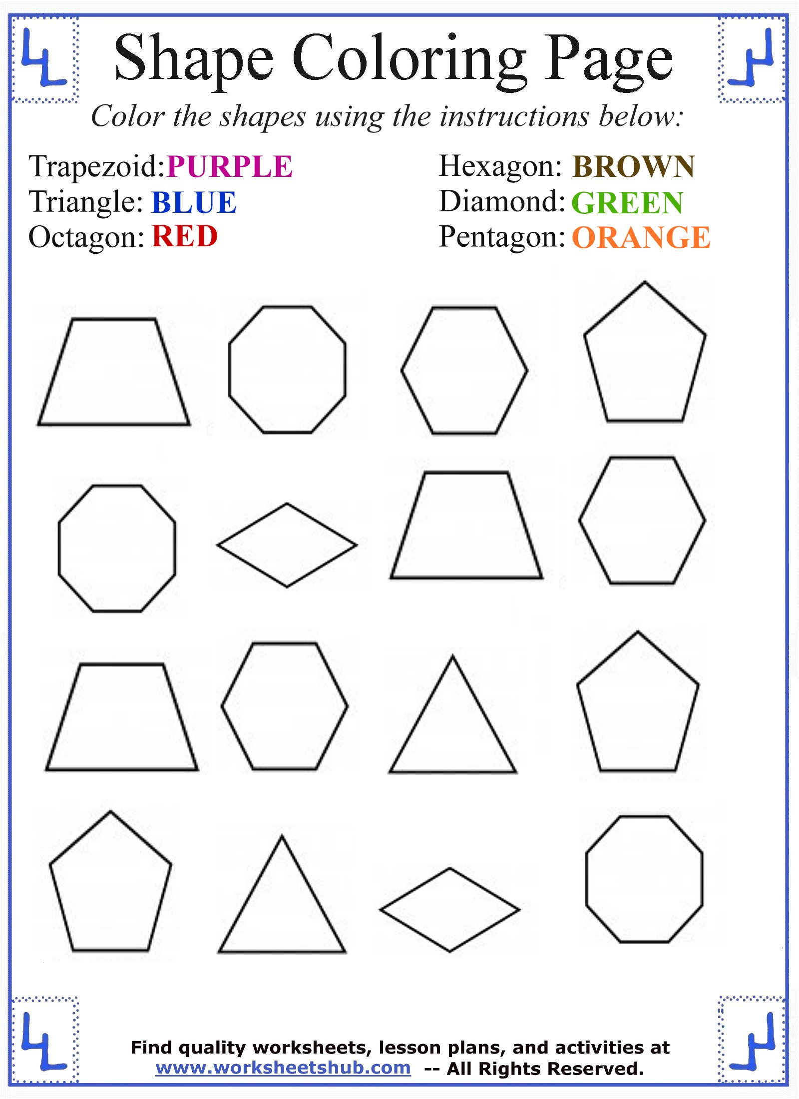 Shape coloring pages