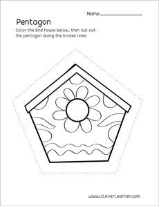 Pentagon shape activity sheets for preschool children