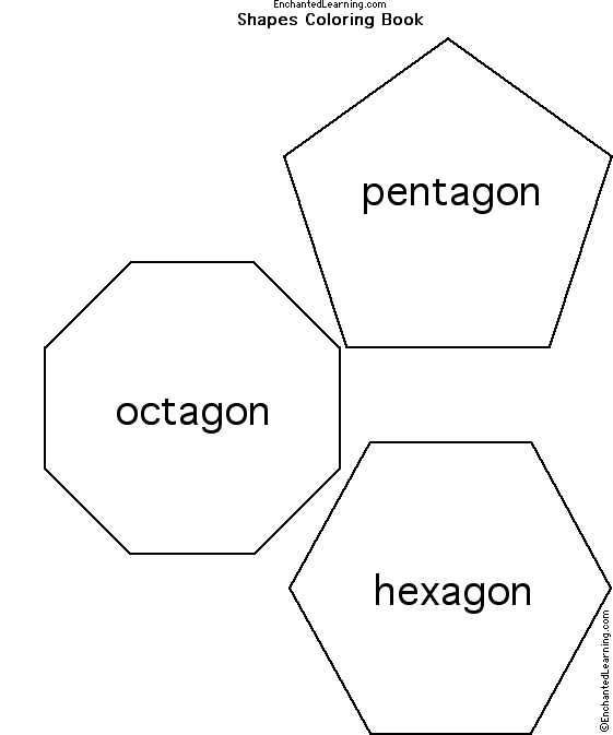 Shapes coloring book pentagon octagon hexagon