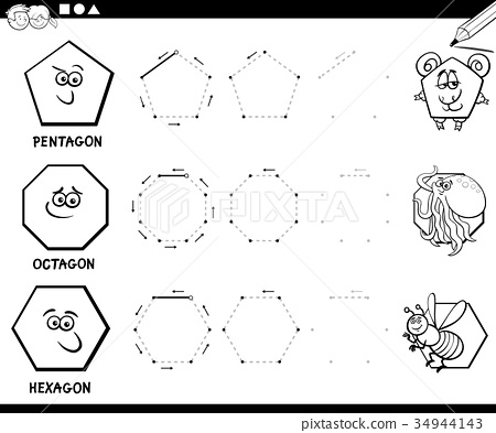 Draw geometric shapes coloring page