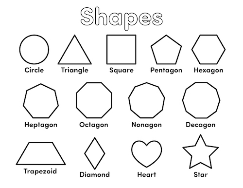 Shapes coloring page