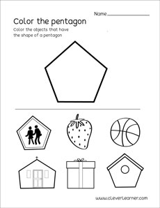 Pentagon shape activity sheets for preschool children