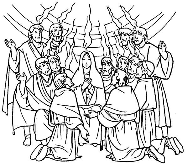 Celebrate the holy spirit in pentecost with a coloring page