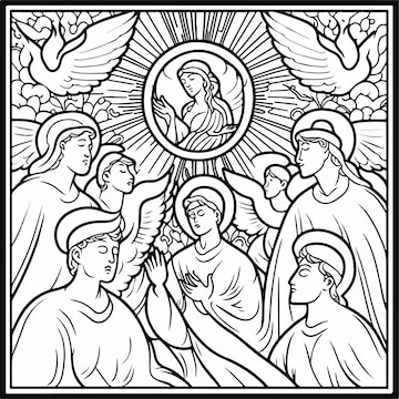 Premium vector holy spirit pentecost coloring page