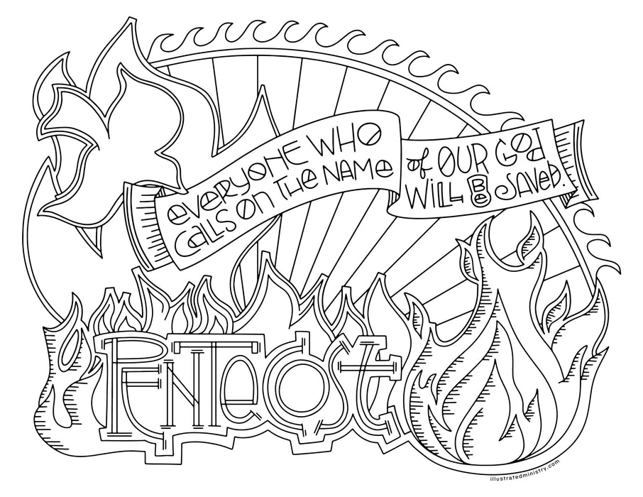 Pentecost flames coloring page poster â illustrated ministry