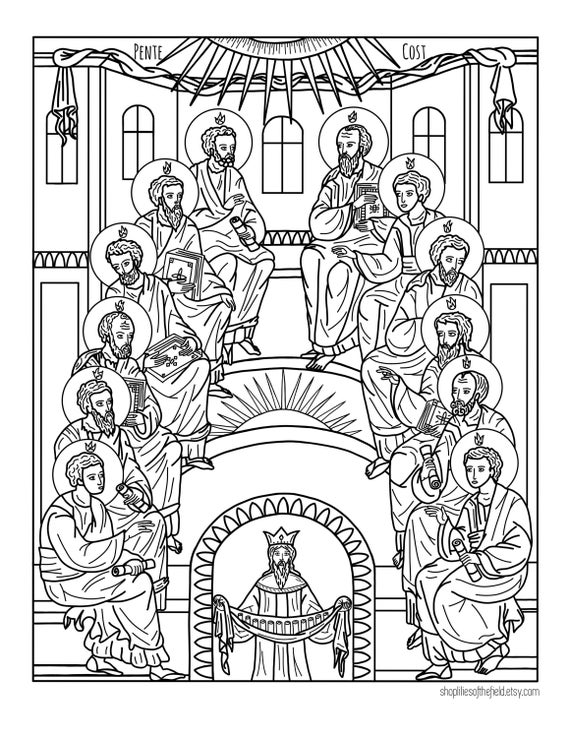 Pentecost icon coloring page instant download