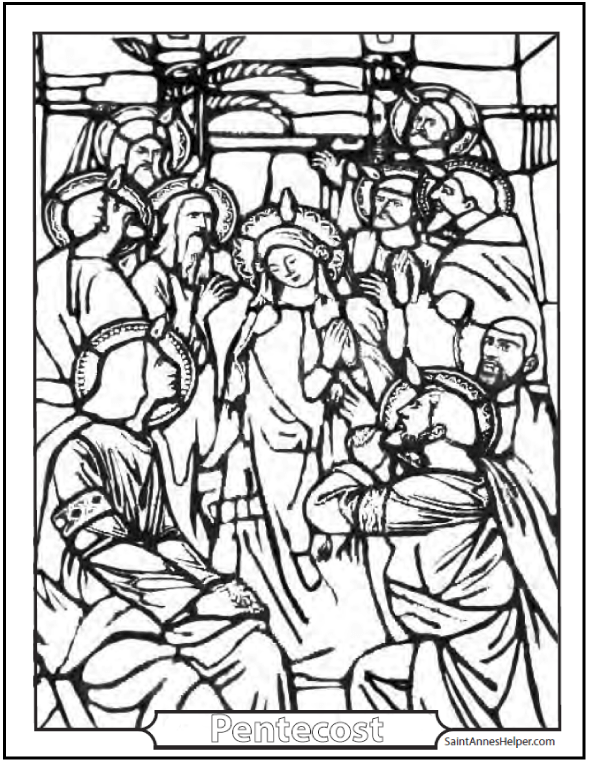 Pentecost coloring page âïâï stained glass holy ghost mary apostles