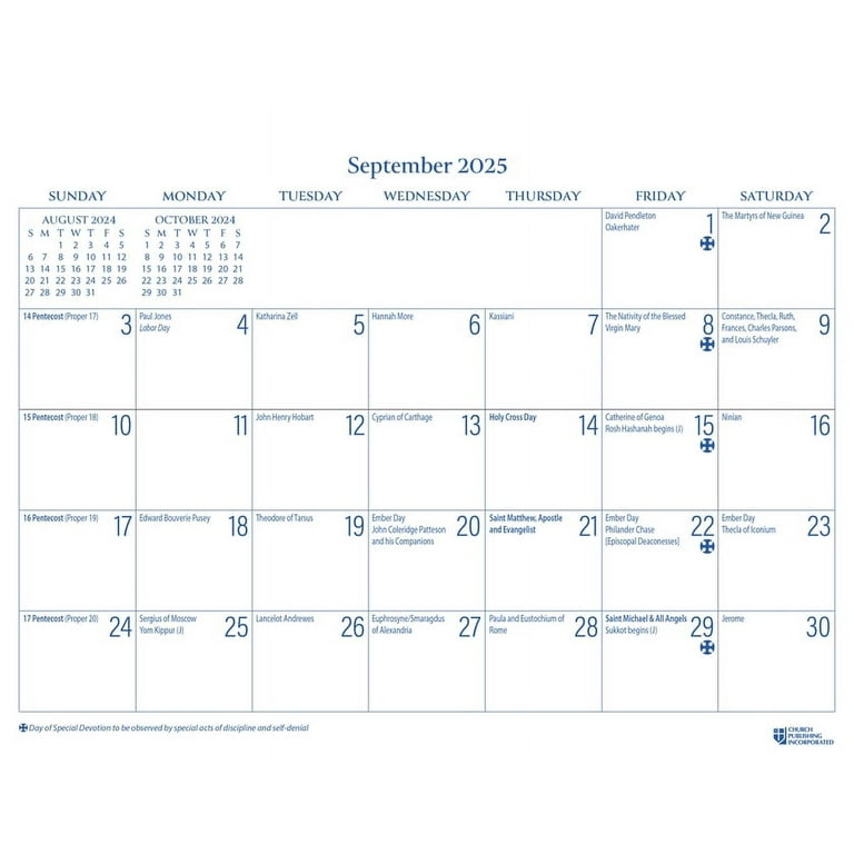 Parish wall calendar september through december other