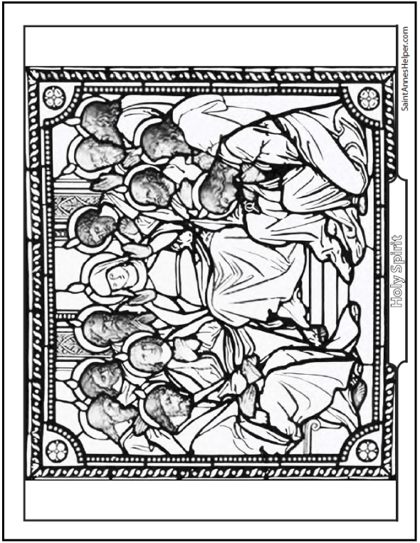 Pentecost coloring page âïâï stained glass holy ghost mary apostles