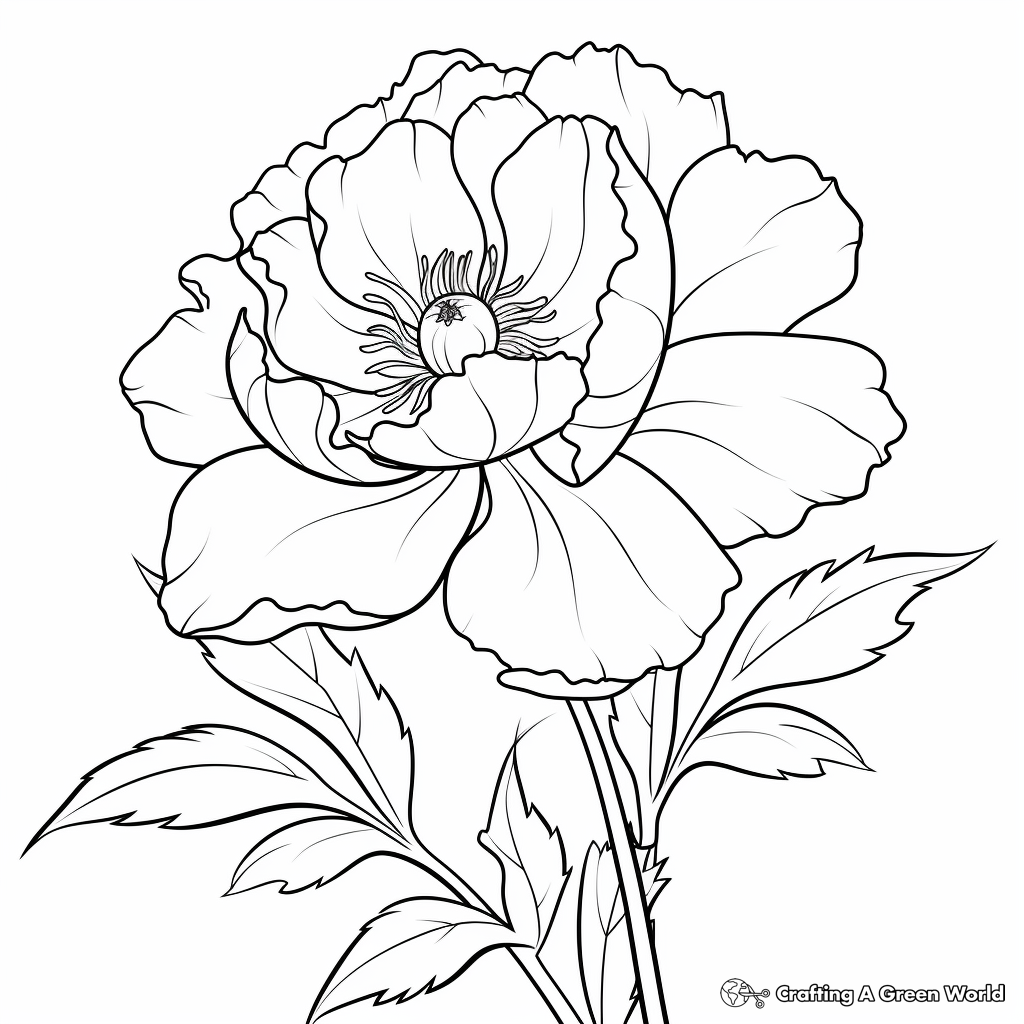 Peony coloring pages