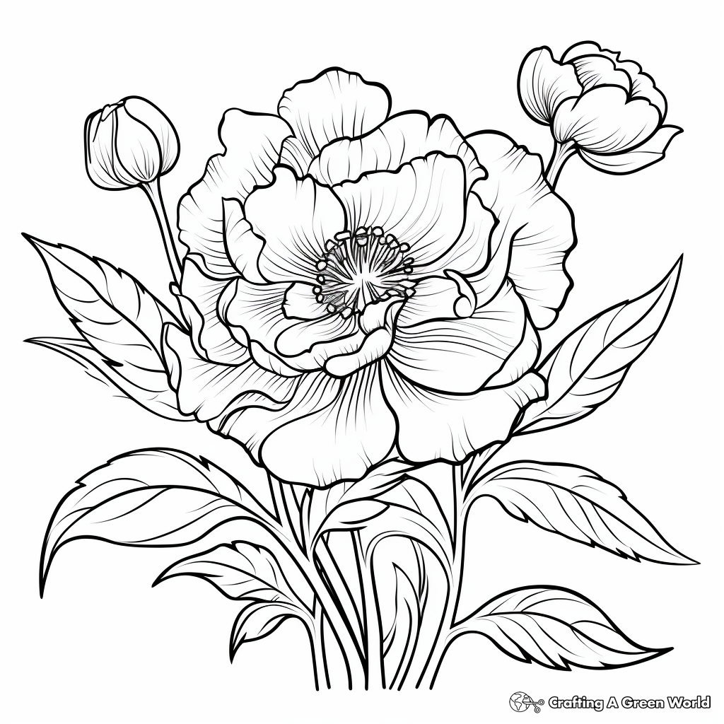 Peony coloring pages