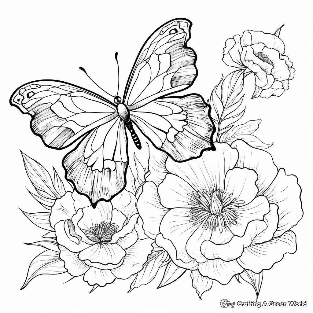 Peony coloring pages