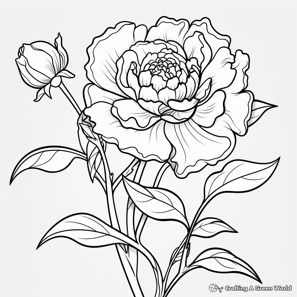 Peony coloring pages