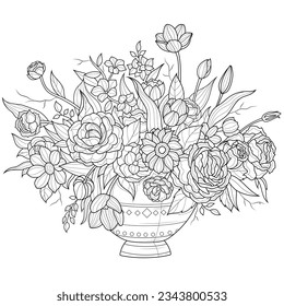 Peonies coloring page images stock photos d objects vectors
