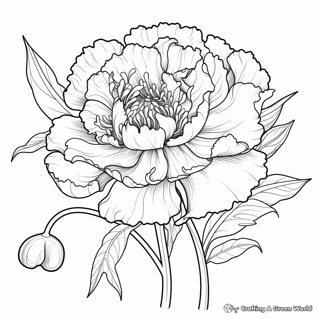 Peony coloring pages