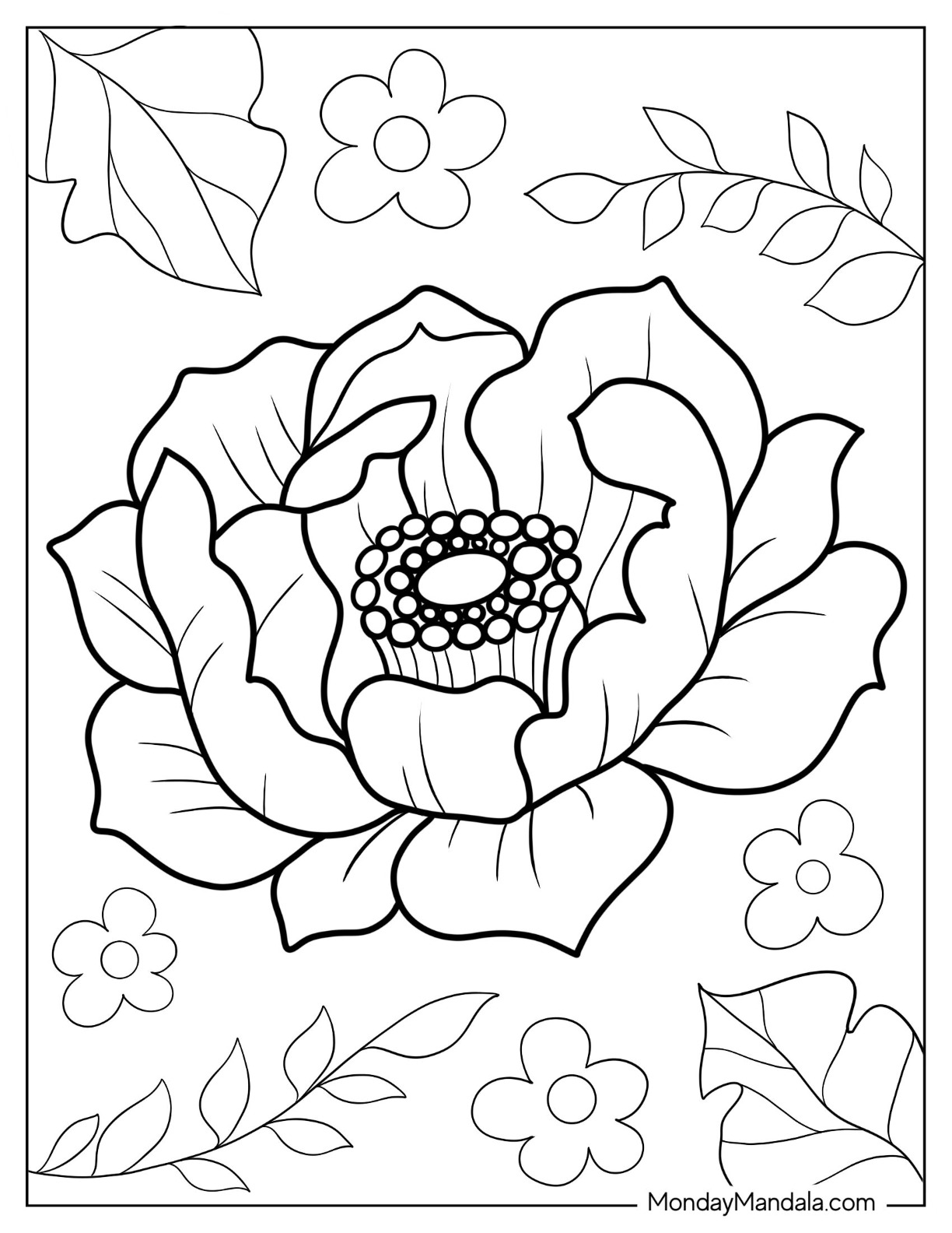 Flower coloring pages free pdf printables