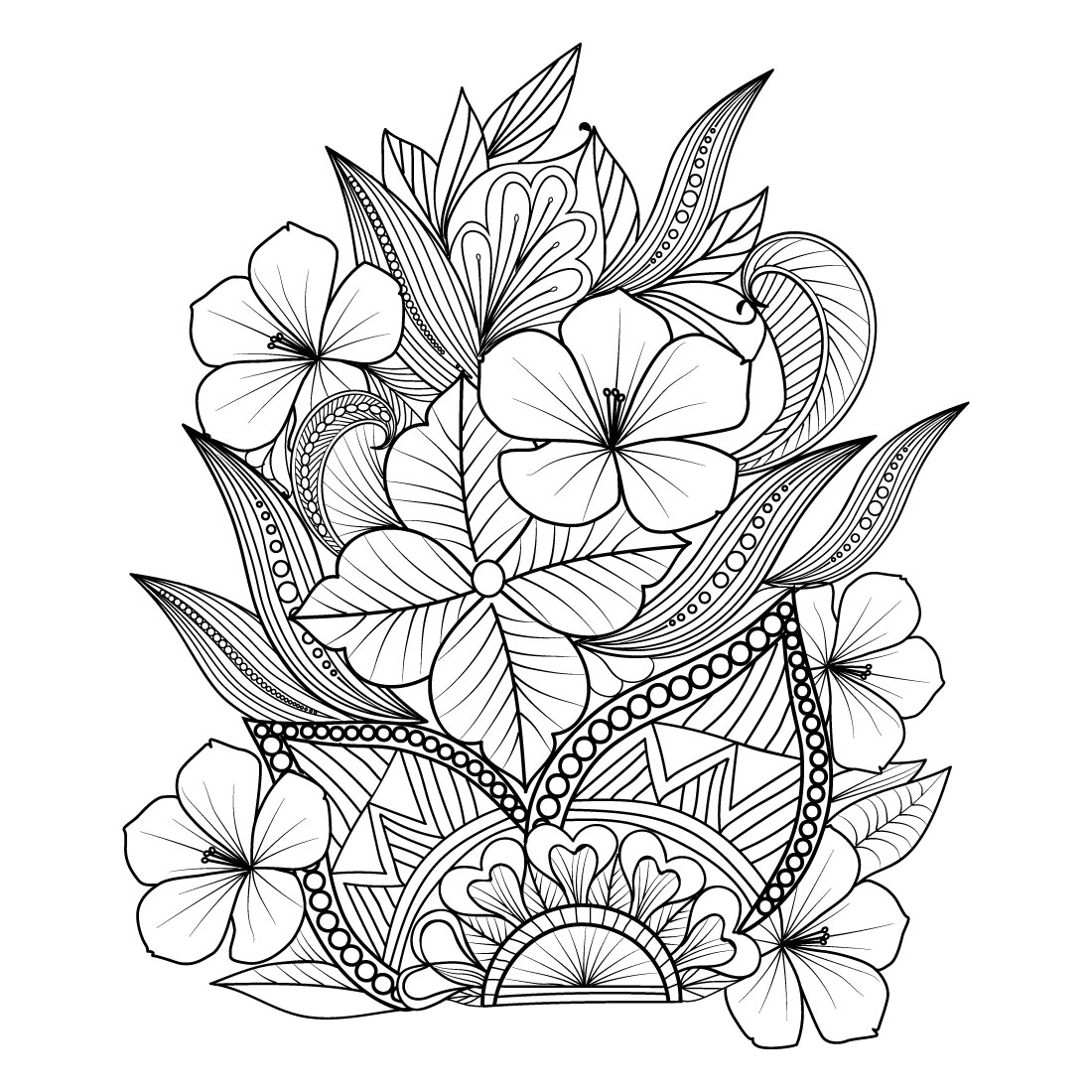 Doodle flower bouquet of line art lovely design easy sketch art of peony flower line art bouquets of floral hand drawn illustration doodle zentangle tattooing drawing coloring page and book isolated image