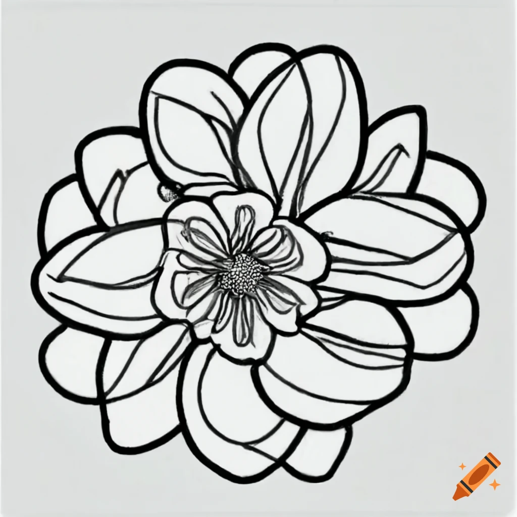 Easy colouring page flowers on