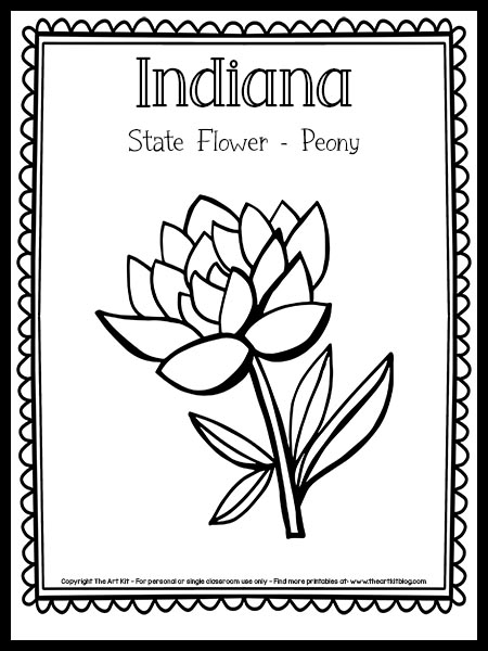 Indiana state flower coloring page the peony free printable â the art kit