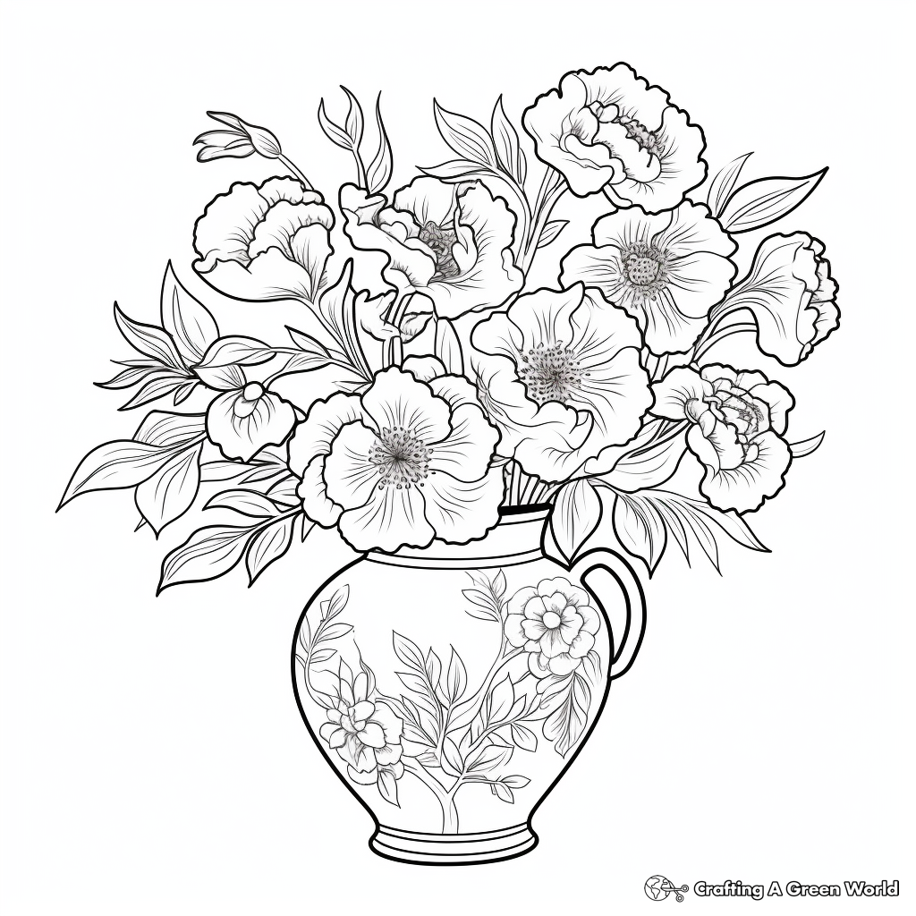 Peony coloring pages