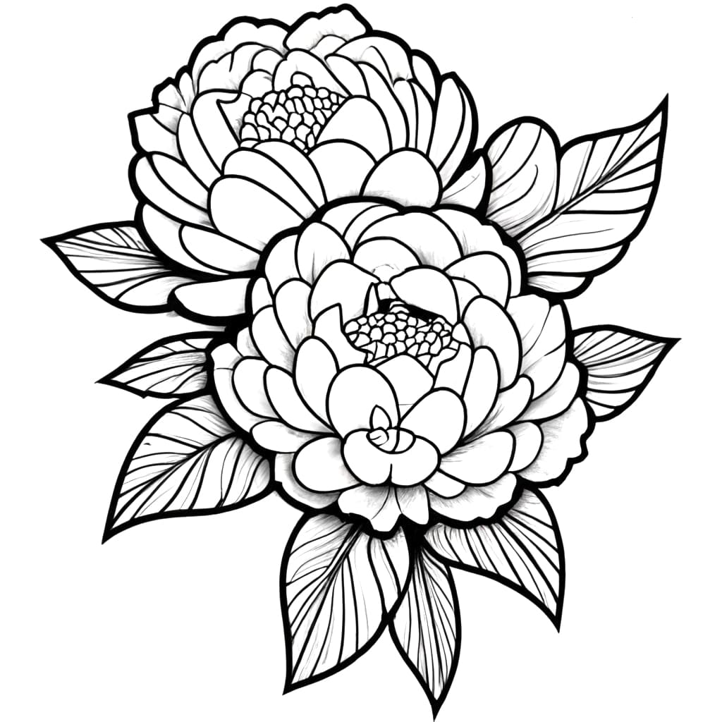 Peony flowers coloring page