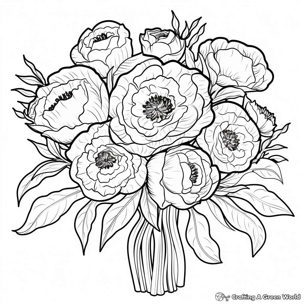 Peony coloring pages