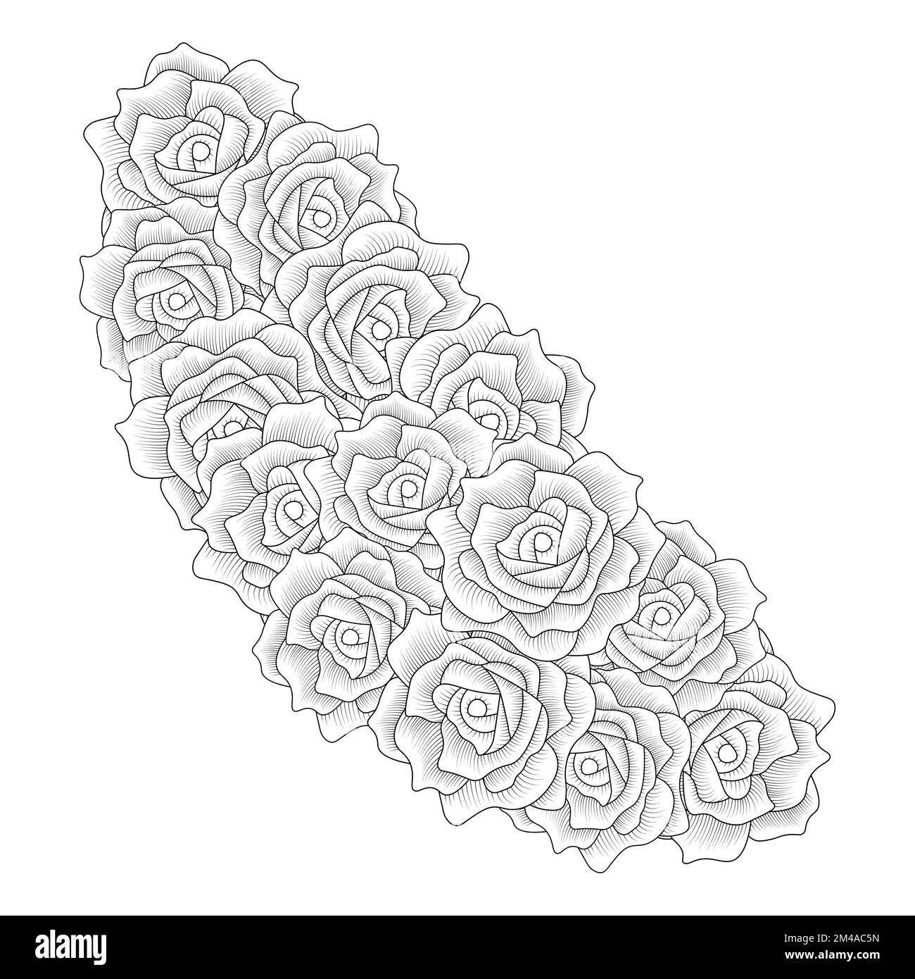 Flowers rose hand drawn coloring page with decorative stylish line art vector design stock vector image art