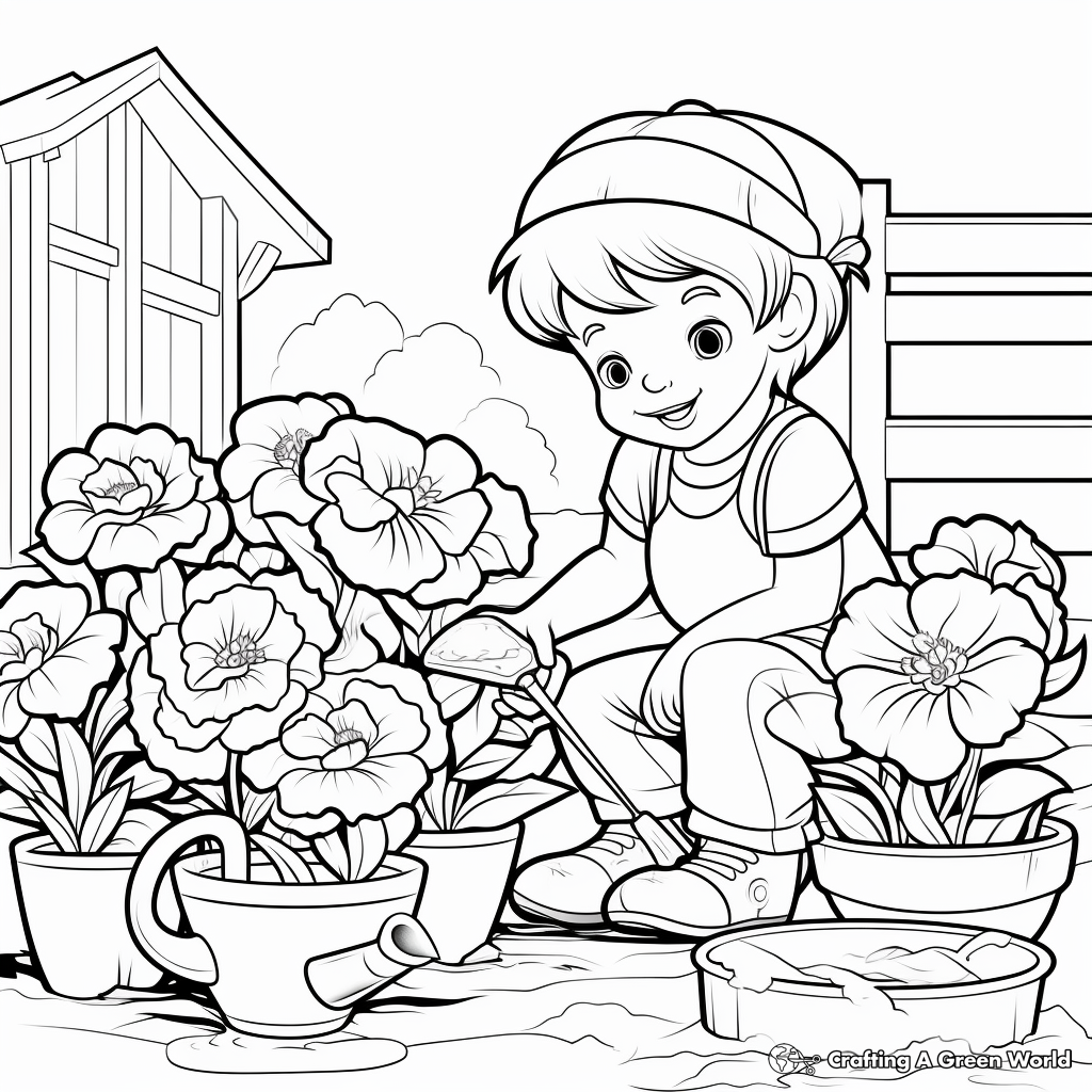 Peony coloring pages