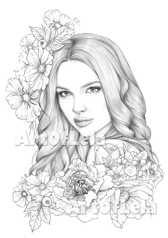 Coloring page to download printable adult coloring pages grayscale illustration