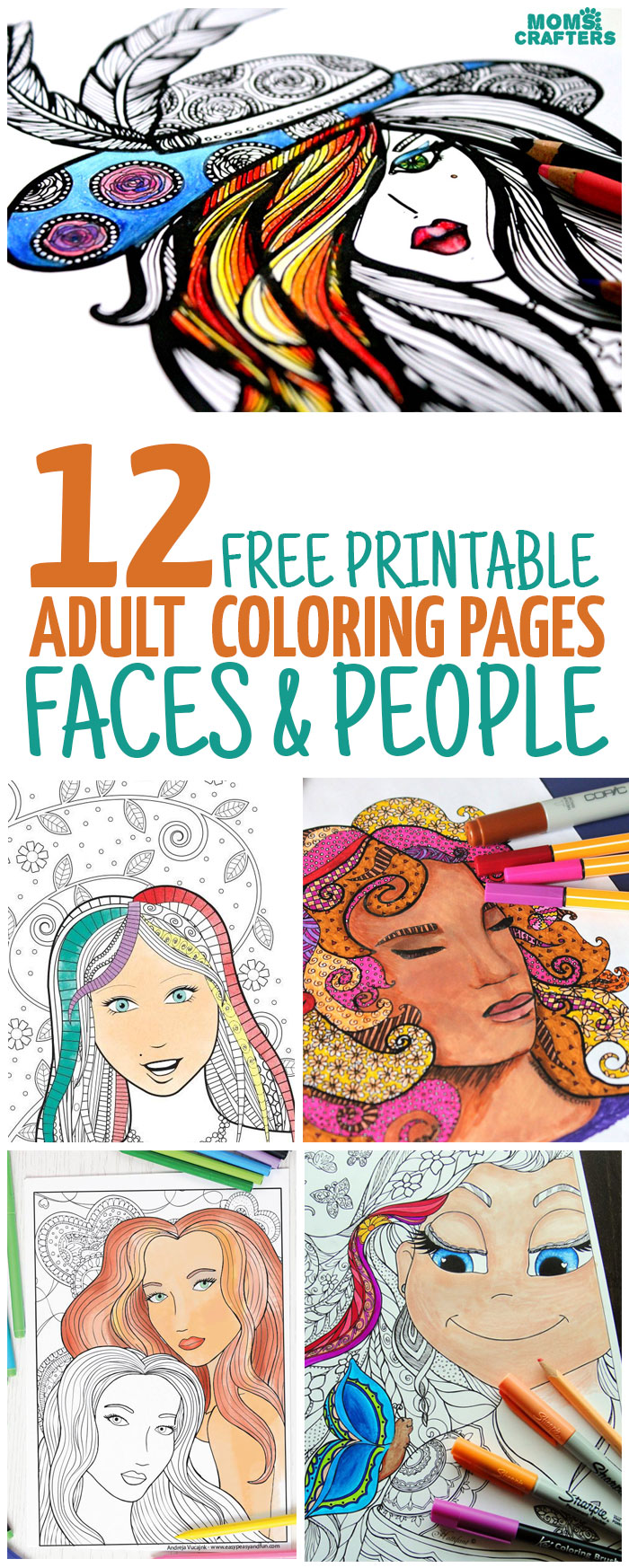 Free printable faces adult coloring pages