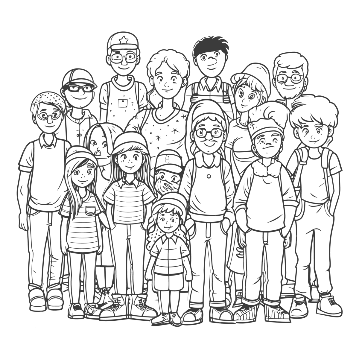 Cartoon group of people coloring pages fresh outline sketch drawing vector car drawing cartoon drawing wing drawing png and vector with transparent background for free download