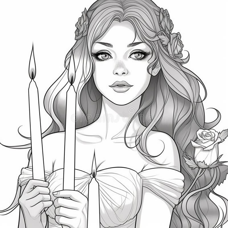 Coloring page portrait girl flowers hair stock illustrations â coloring page portrait girl flowers hair stock illustrations vectors clipart