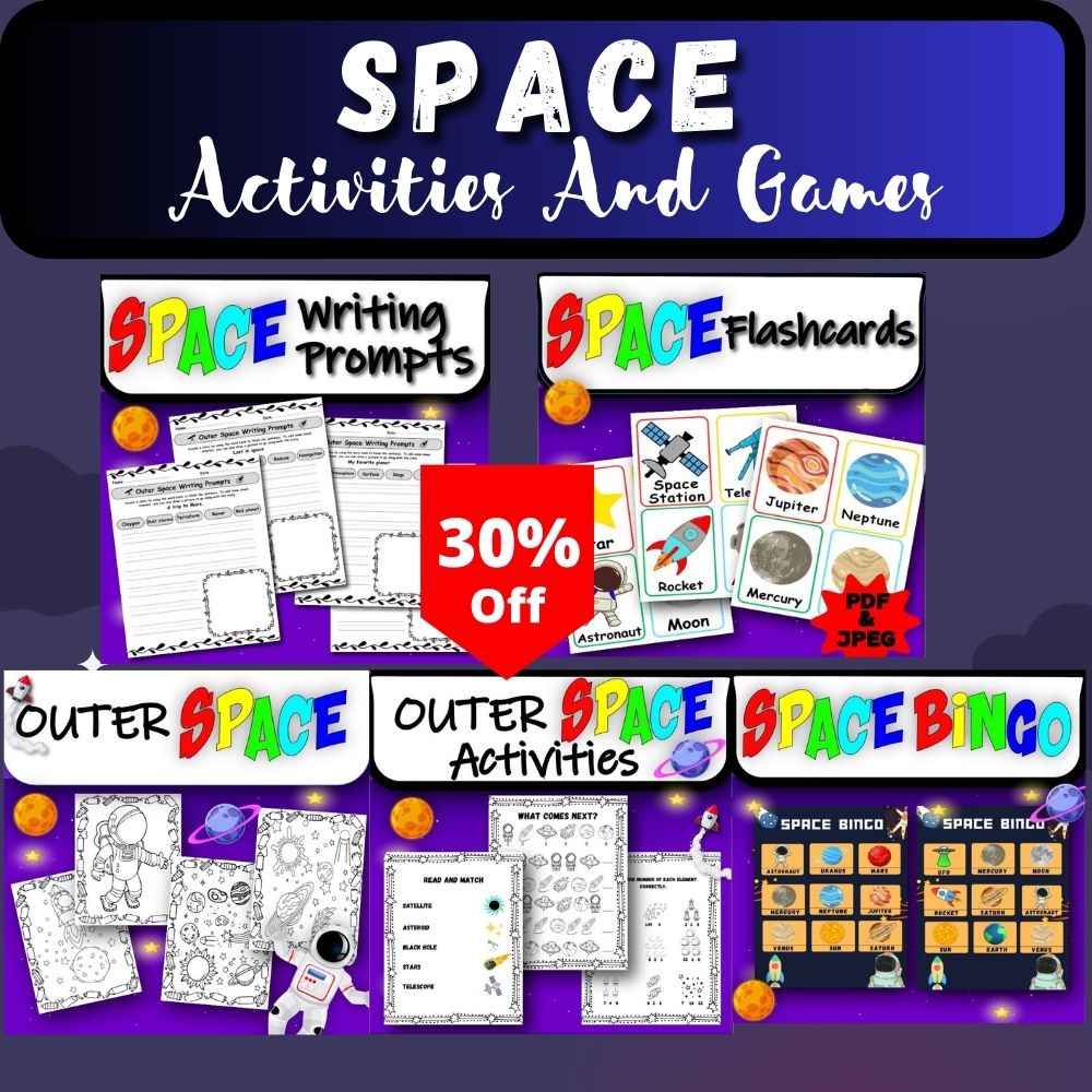 Space learning bundle flashcards coloring pages puzzles and more made by teachers